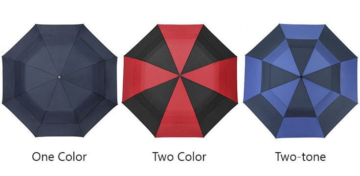 One color, two color and two-tone golf umbrella design