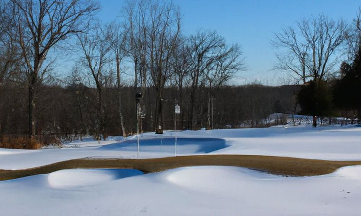 A golf course in the winter